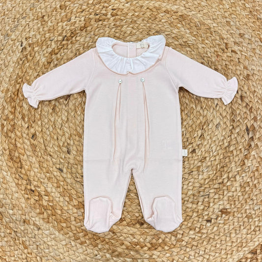 Baby Gi tutina in cotone collo rouches