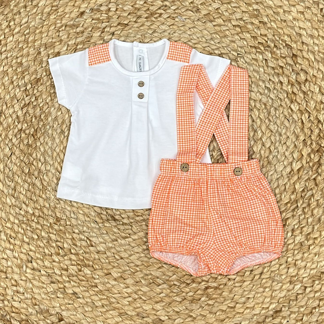 Calamaro Salopette e t-shirt in Vichy - Anima Kids