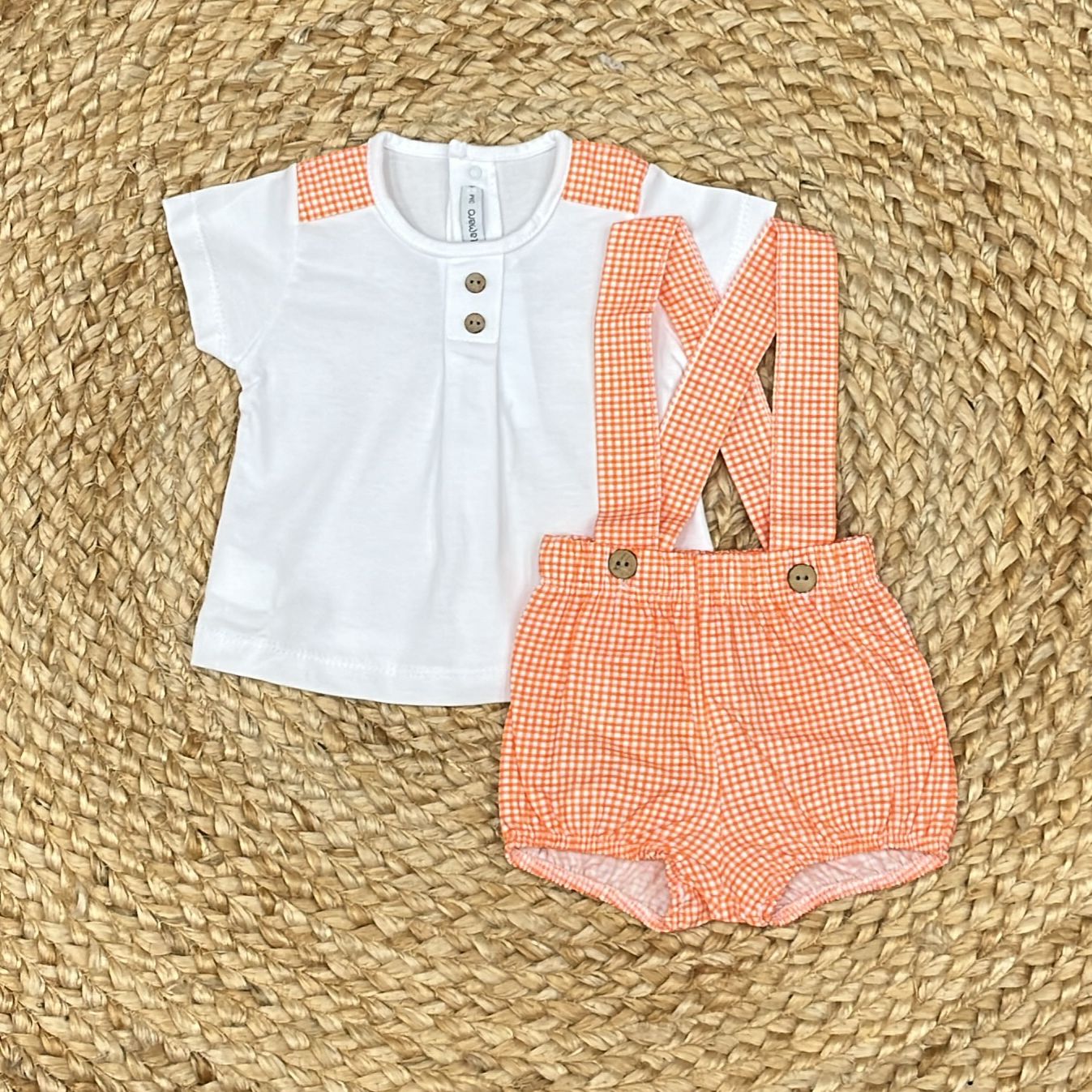 Calamaro Salopette e t-shirt in Vichy - Anima Kids