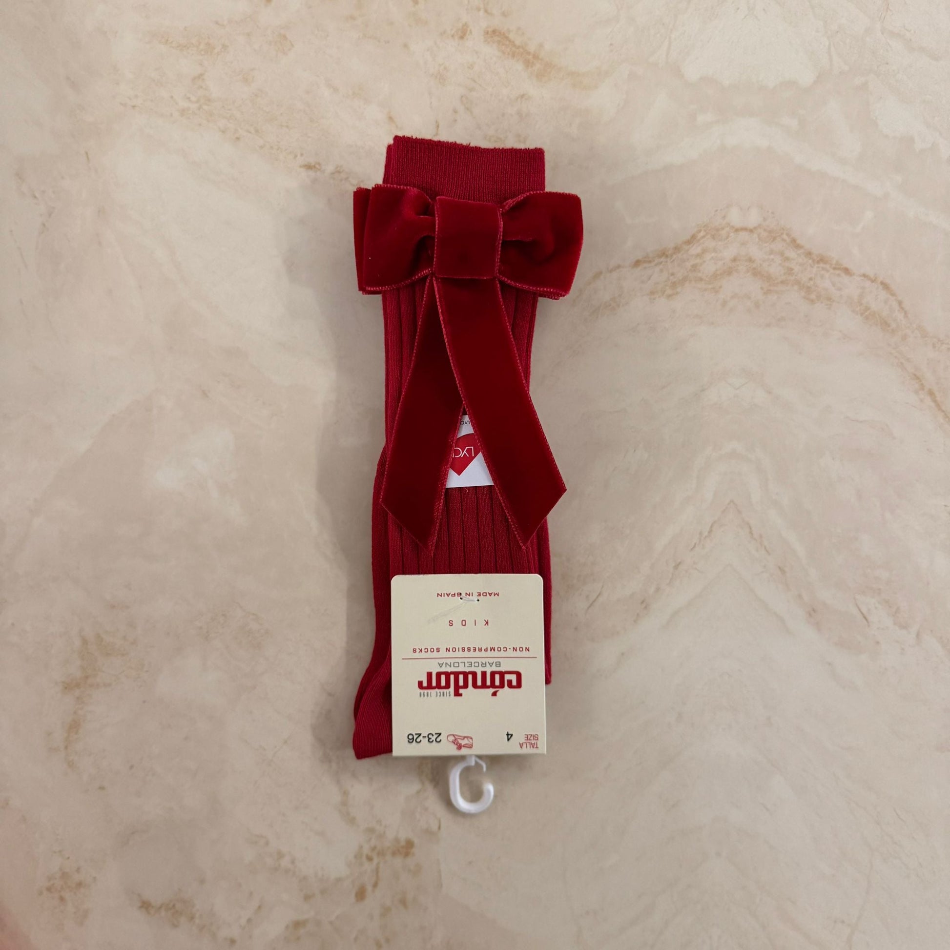 Condor Calzini a coste con fiocco in Velluto - Anima Kids