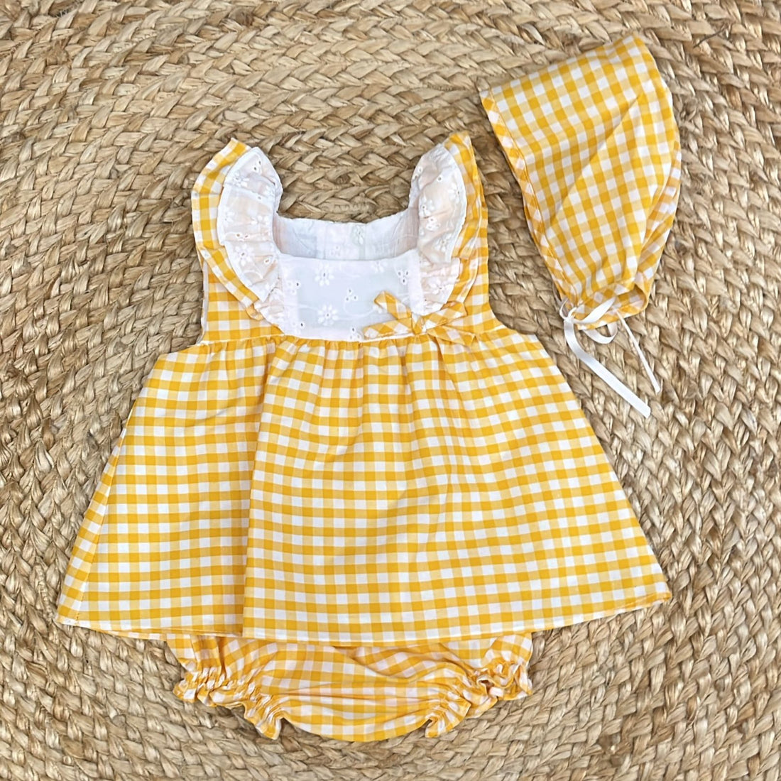 Del Sur Blusa con Coulotte e Cuffia in Vichy - Anima Kids