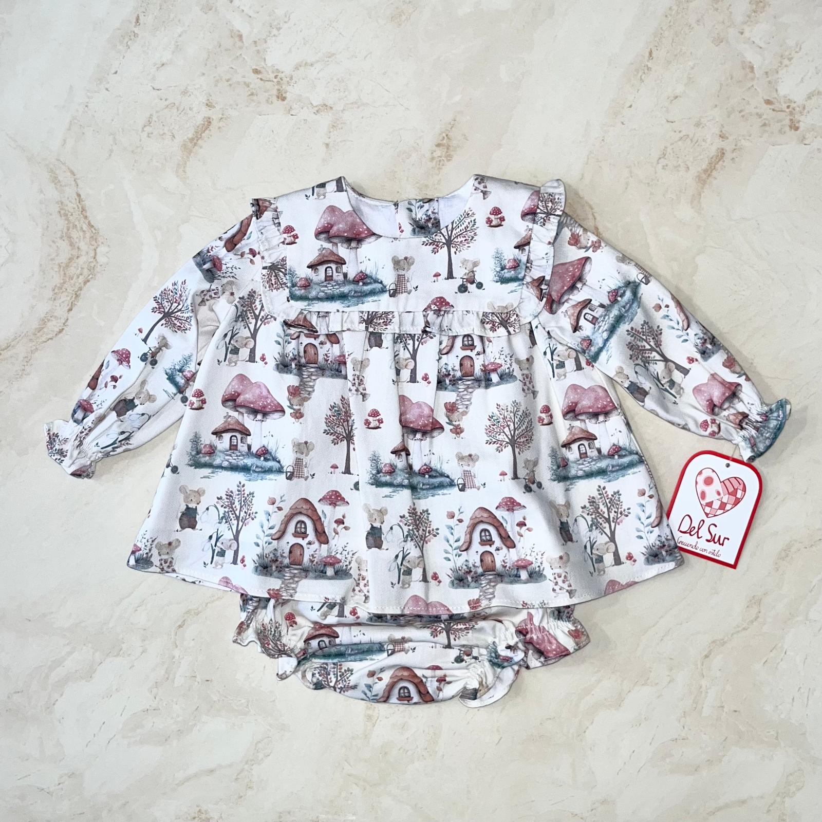 Del Sur Blusa e coulotte Funghetti - Anima Kids