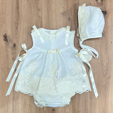 Lilus Abito battesimale con coulotte e cuffia - Anima Kids