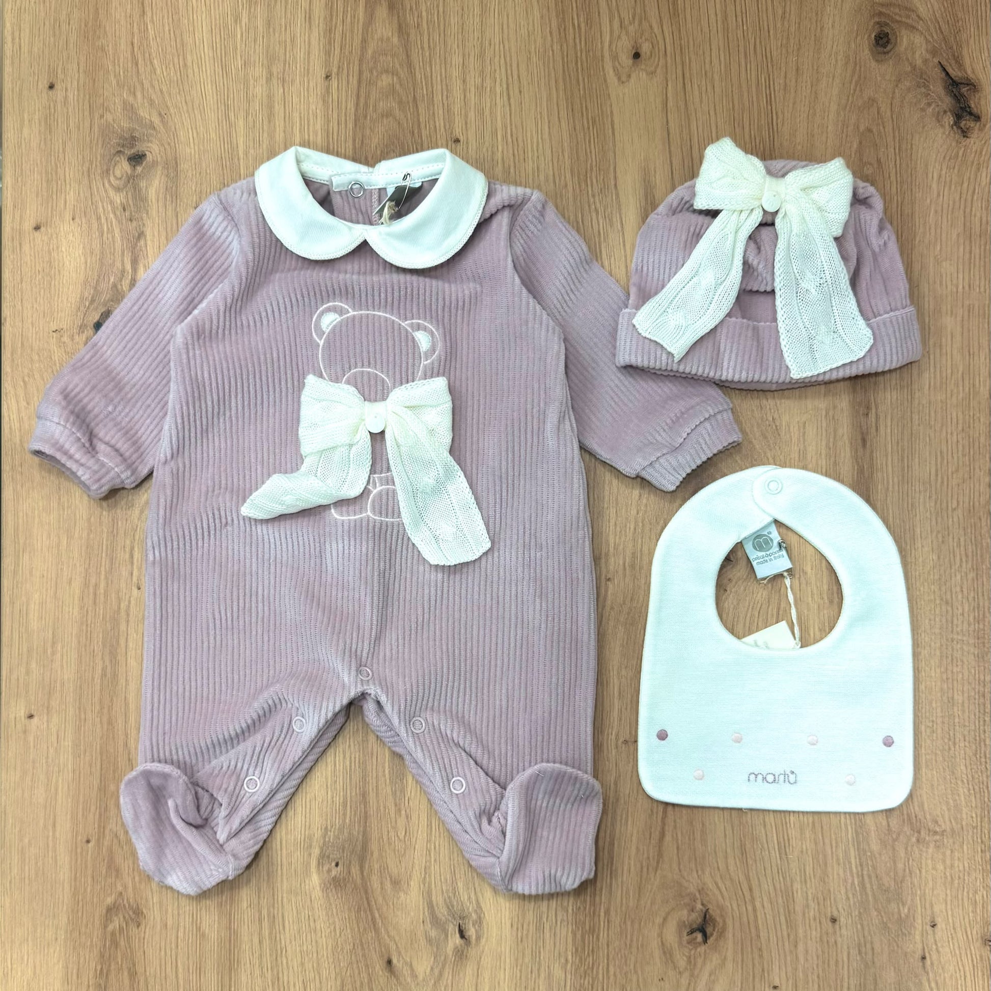 Marlù set nascita in ciniglia - Anima Kids