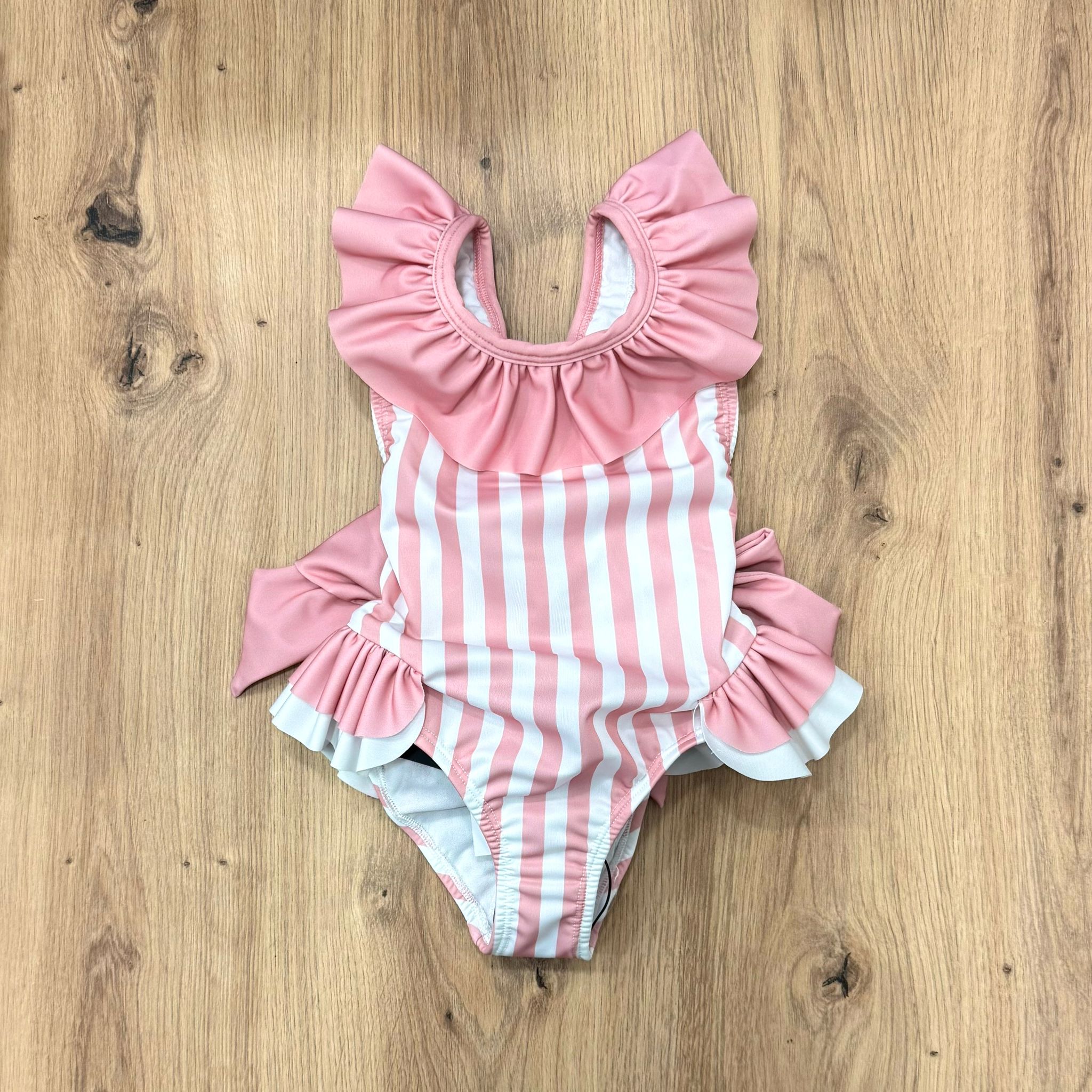 Meia Pata costumino intero stripes coral - Anima Kids