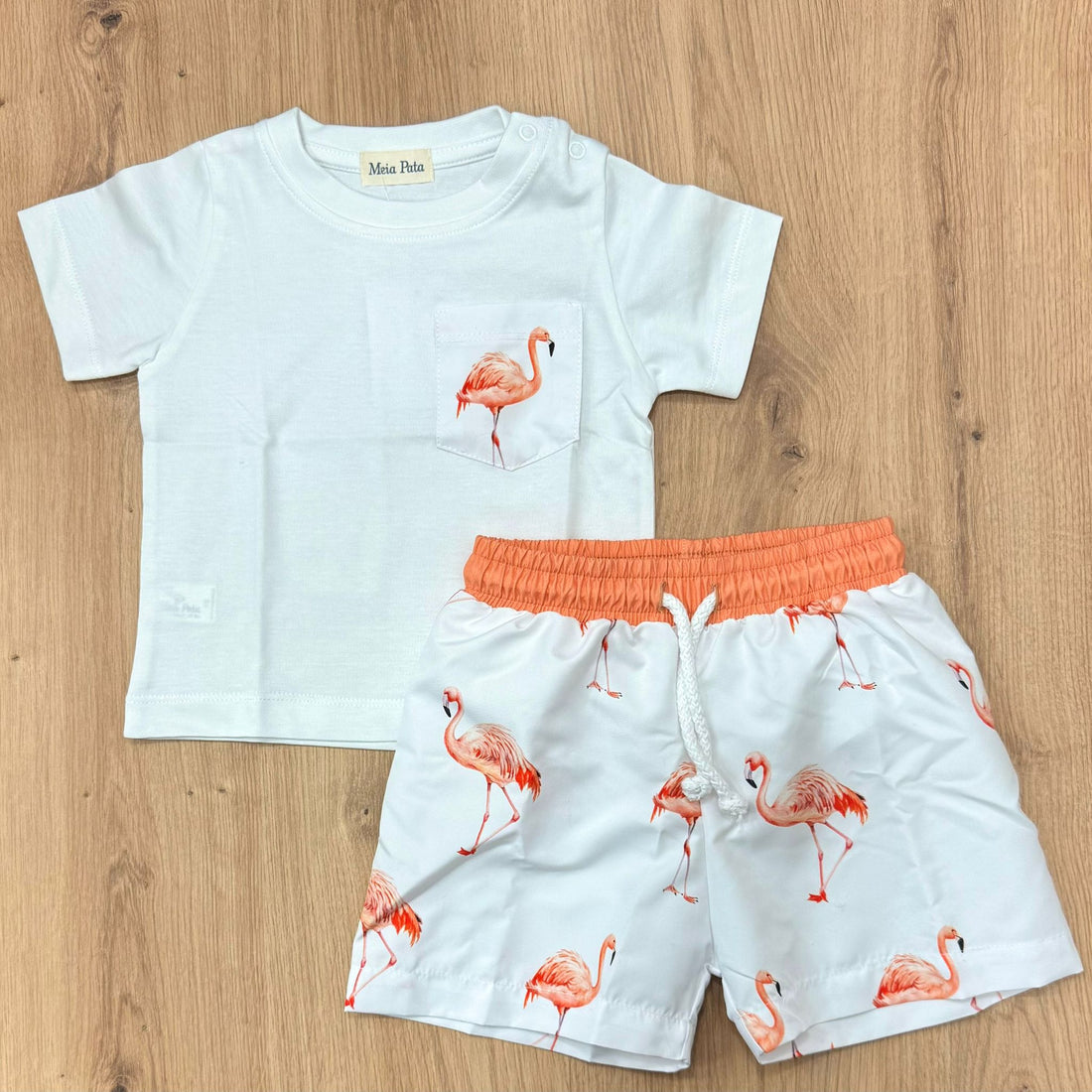 Meia Pata T-shirt e Costumino Flamingos - Anima Kids