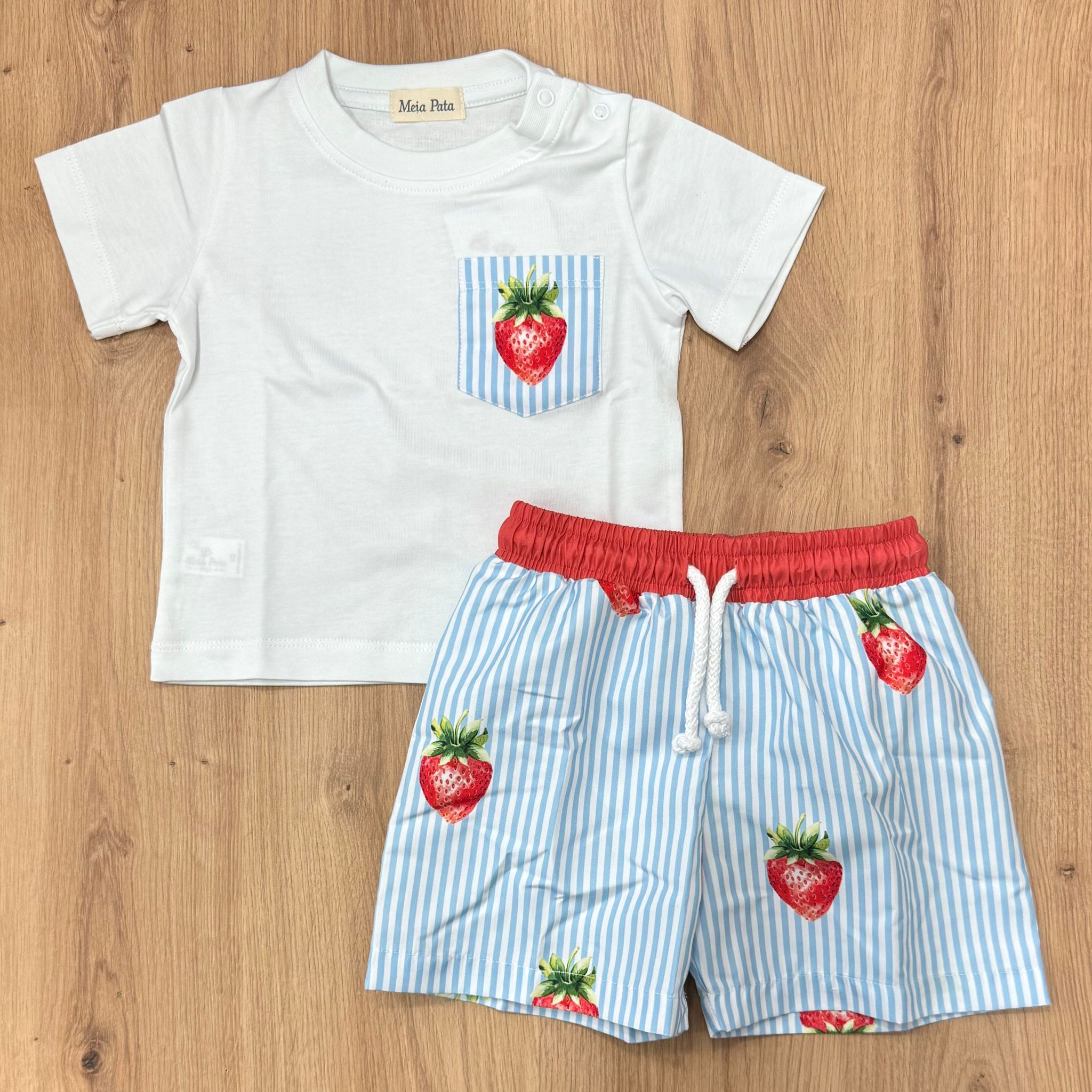 Meia Pata T-shirt e Costumino Strawberries - Anima Kids