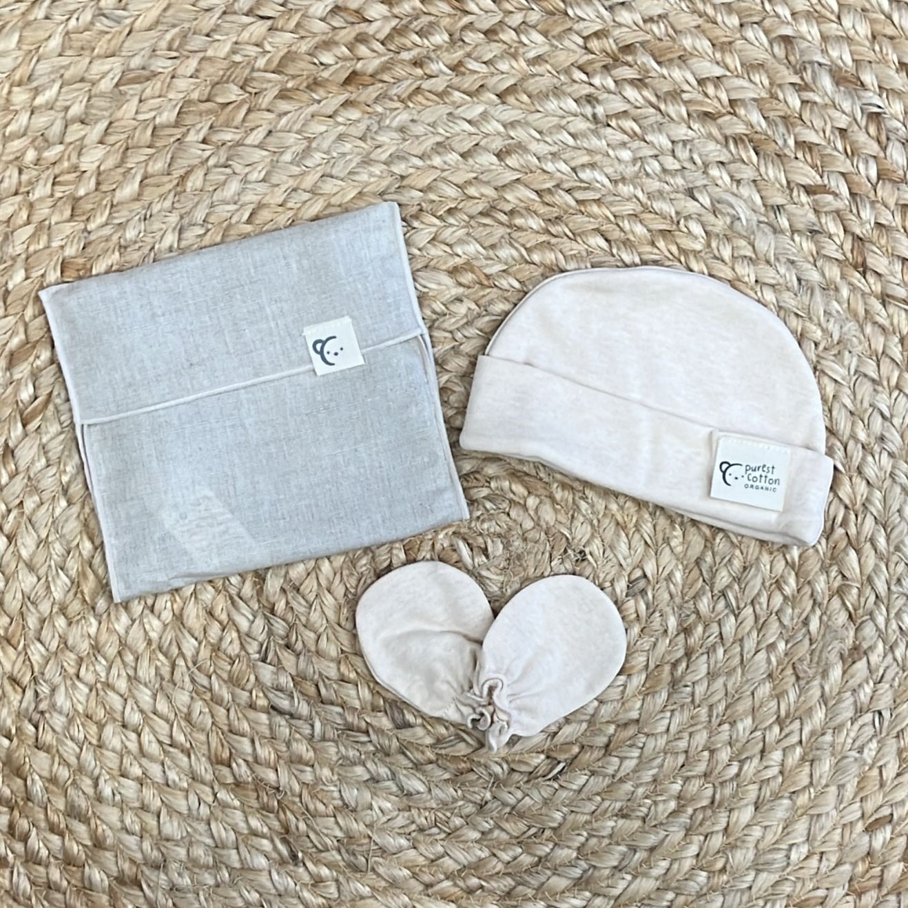 Calamaro Set Cappellino e Muffole Cotone organico