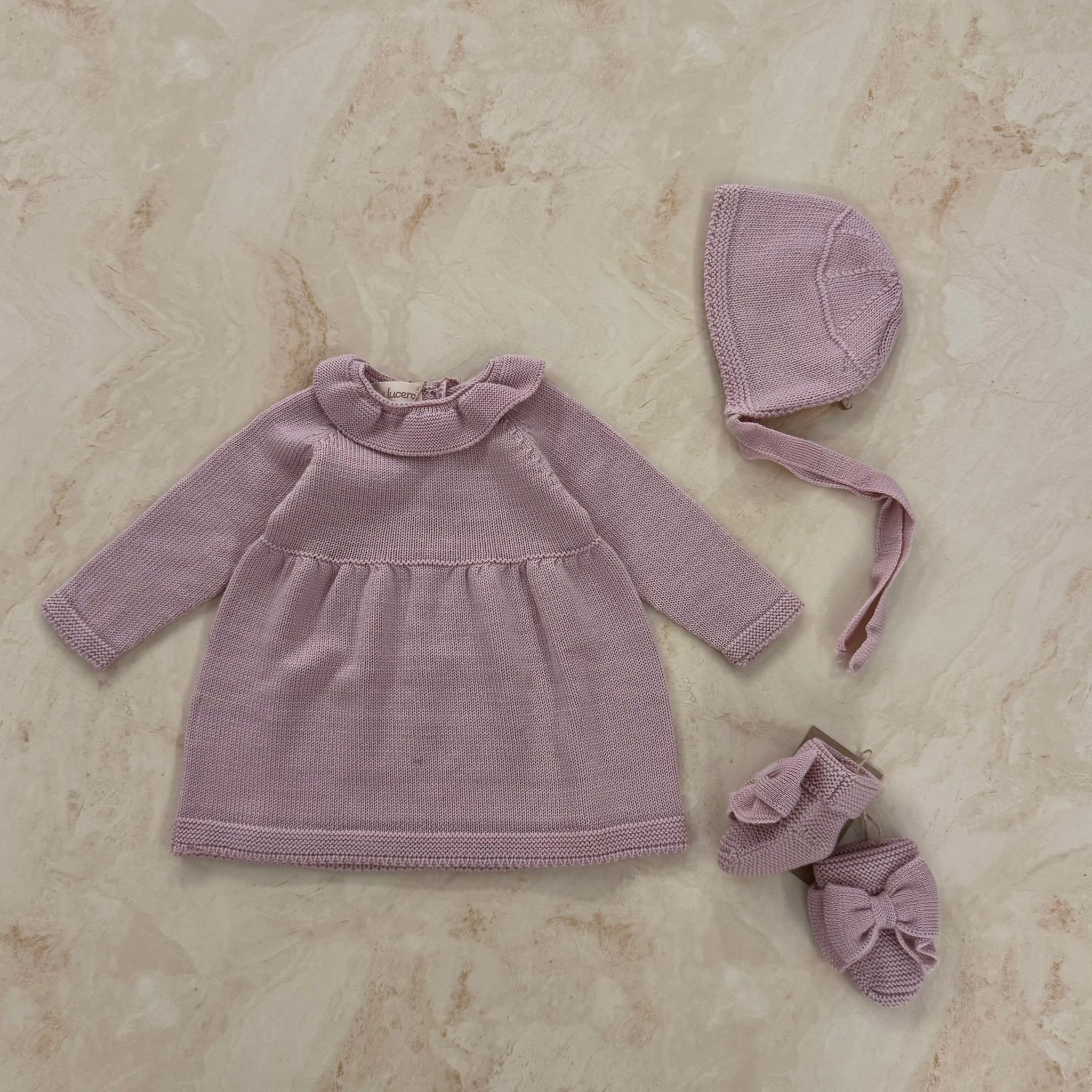 Mi Lucero Abitino con scarpine e cuffia in pura lana