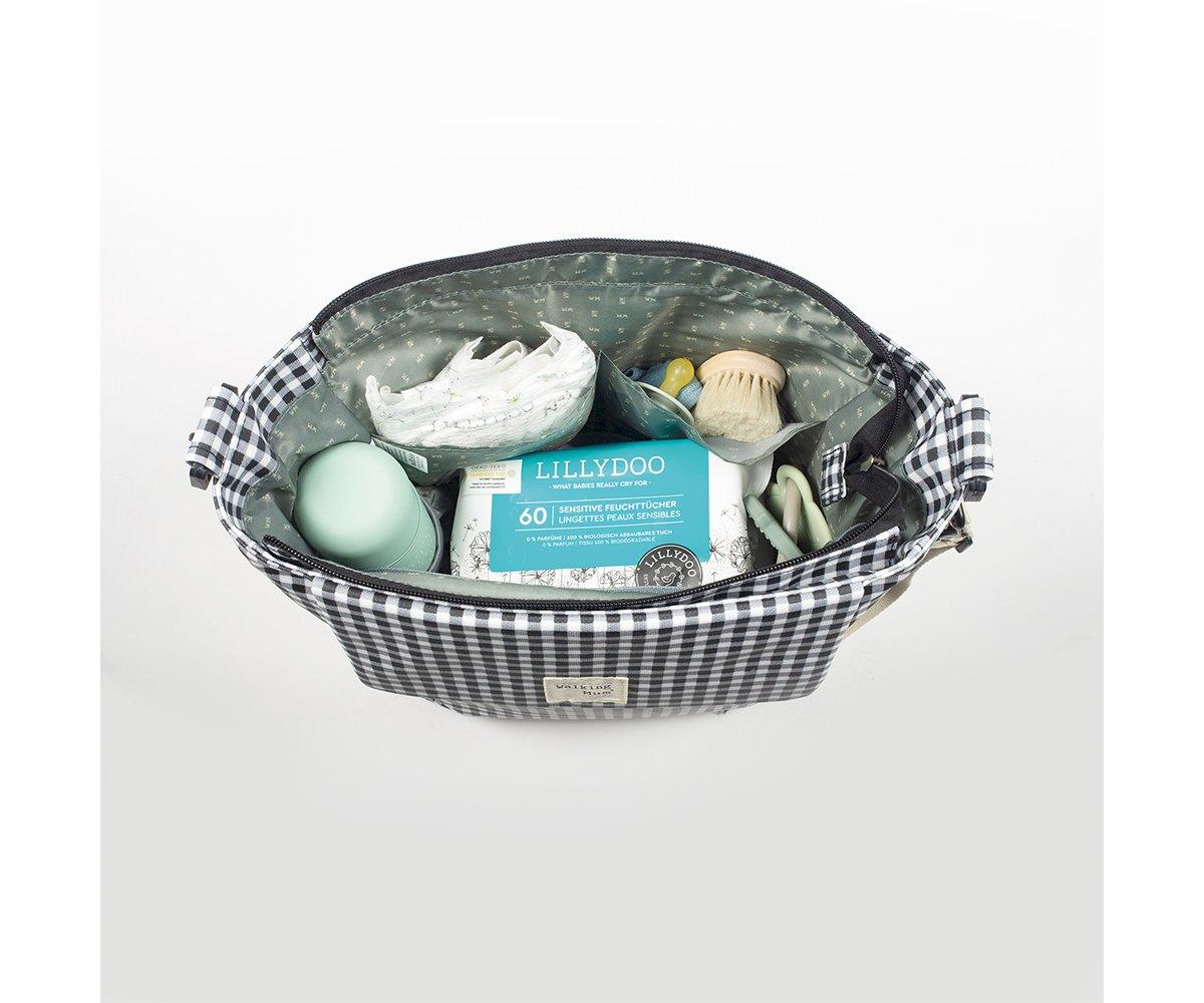 Walking Mum Borsa fasciatoio I love vichy black - Anima Kids