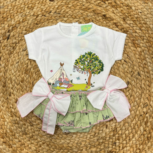 Pio Pio T-Shirt with Coulotte With Bows