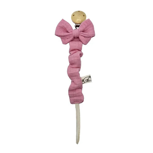 Cucùsettete Pacifier Holder Chain Wooden clip and bow