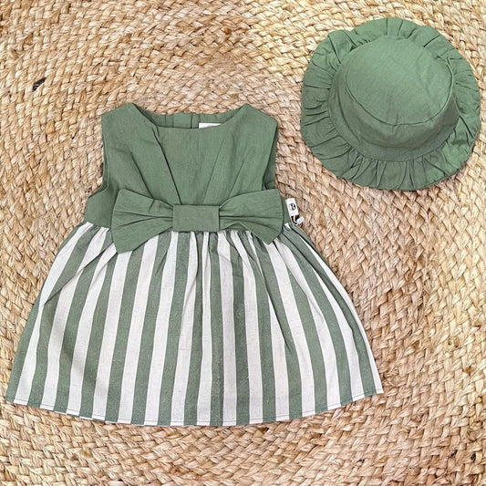 The Layette Striped dress with bow