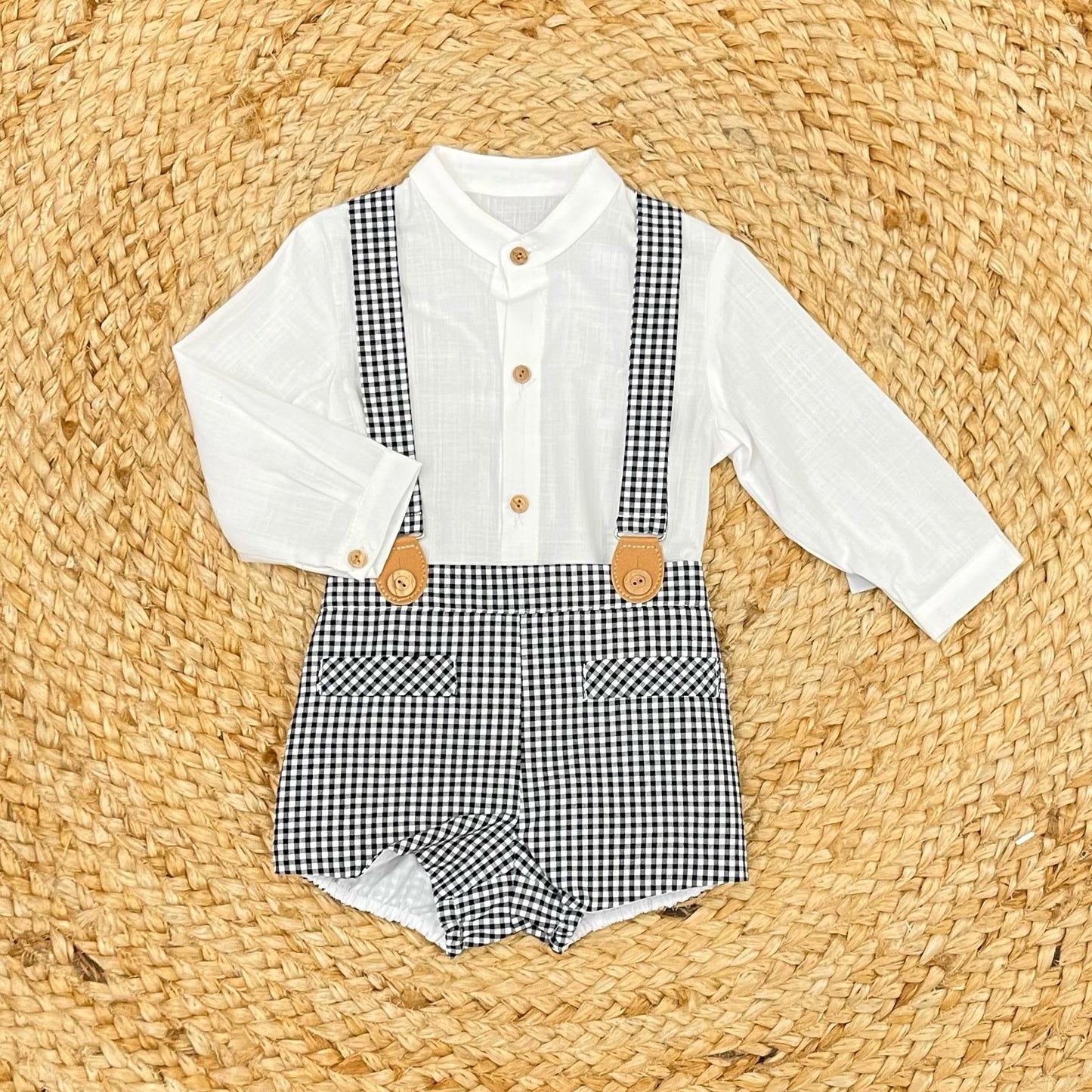 Yoedu Vichy dungarees and shirt