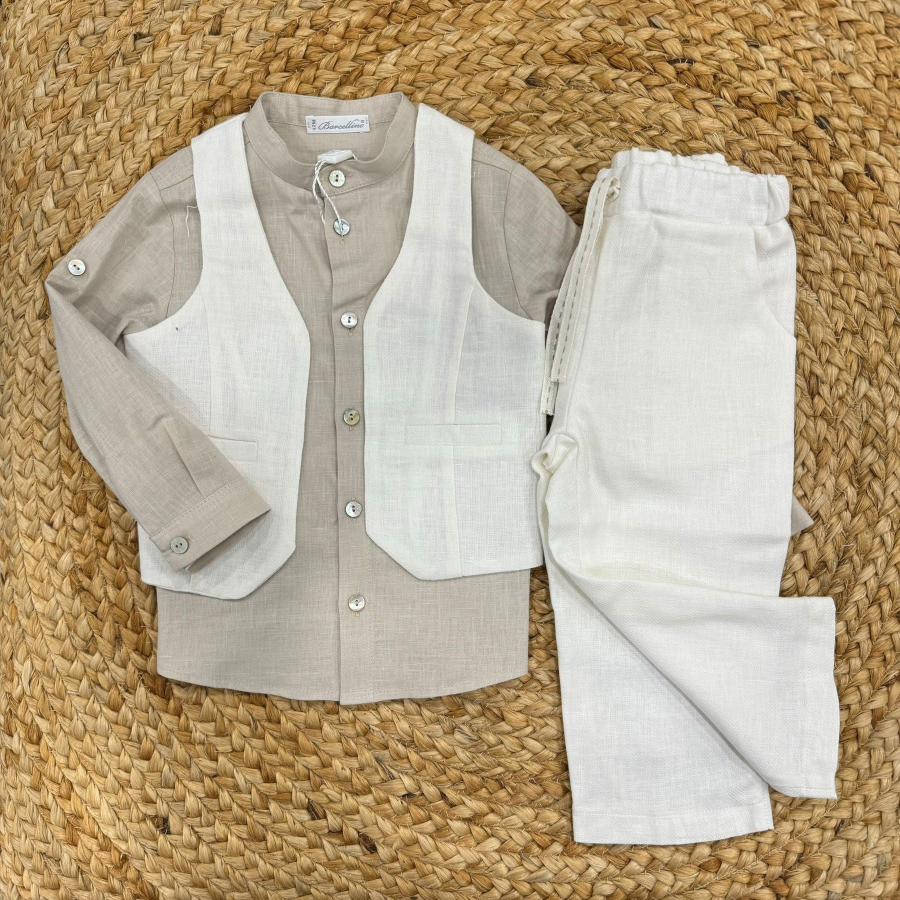 Barcellino Completino 3 pezzi in Lino - Anima Kids