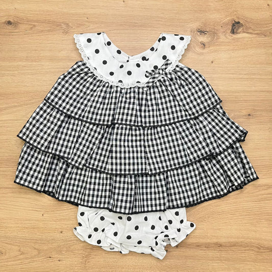 Valentina Bebès Blouse and culottes with polka dots and gingham