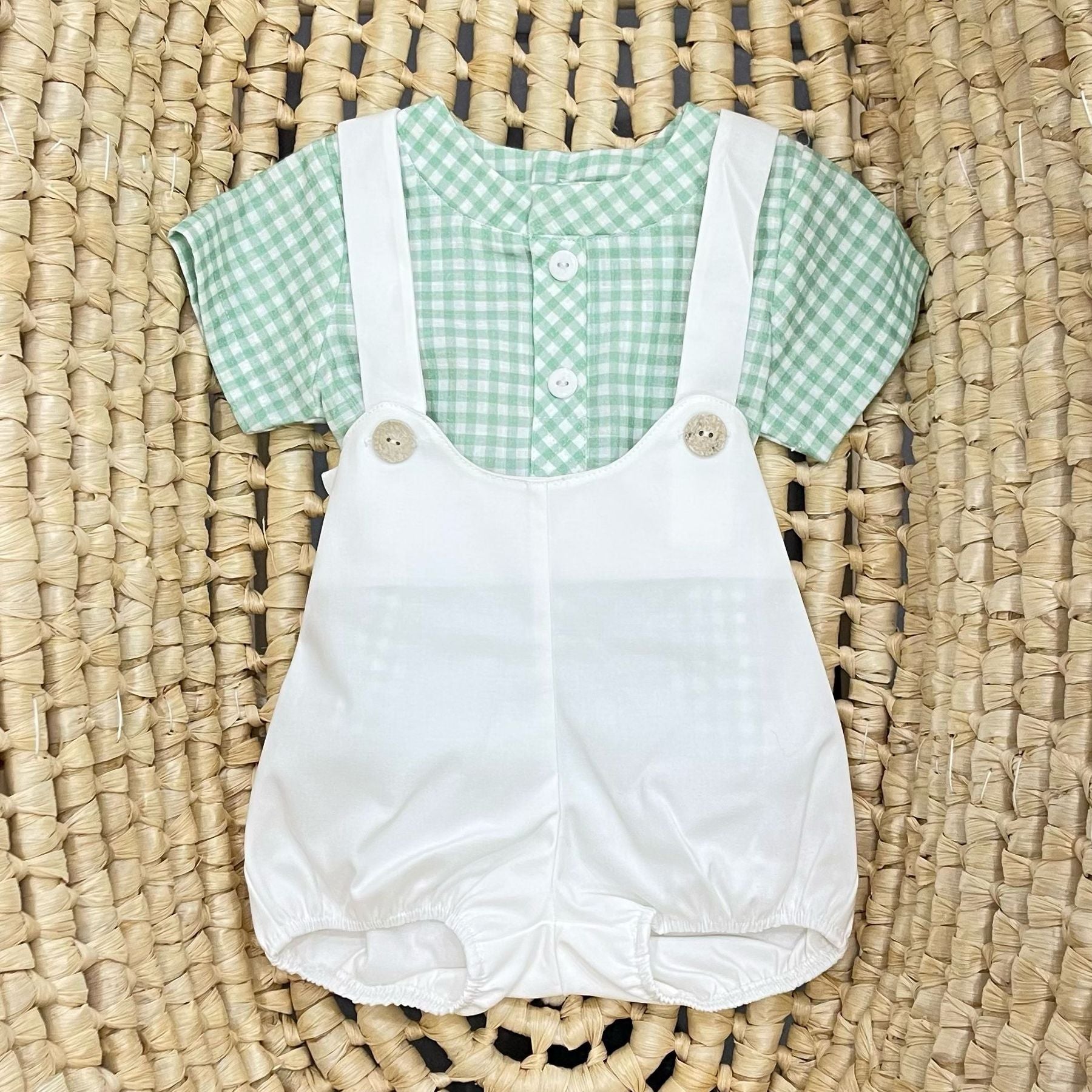 Paz Rodrìguez Salopette e camicina Vichy - Anima Kids